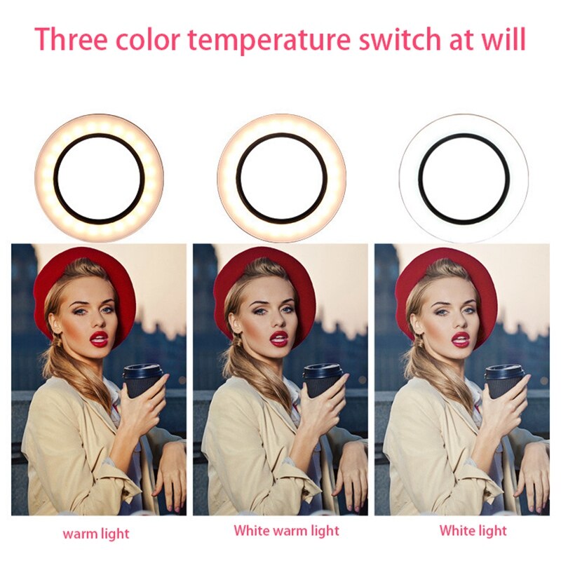 LED Fill Light Bracket, Portable 26cm Ring Light Three-Position Machine Selfie Tripod Video Live Fill Light Bracket