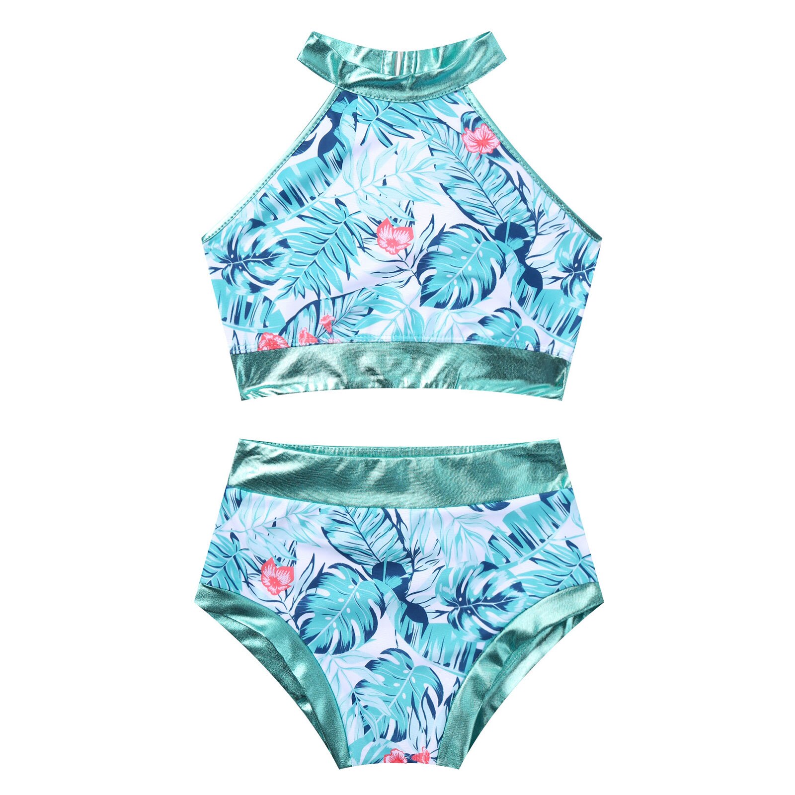 Kids Meisjes Tankini Braziliaanse Bikini Top Met Bodems Zwemmen Set Beachwear Palm Bladeren Print Badpak Badmode Badpak Set: 14