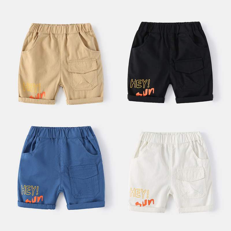 Cotton Summer Boys Shorts Letters Elastic Waist Toddler Cargo Pants Baby Trousers Kids Children Clothes
