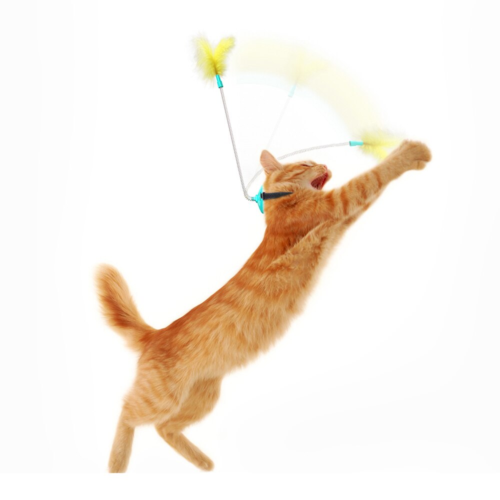 Juguetes para gatos que se montan en la cabeza, juguete para mascotas que se monta en la cabeza, de primavera y pluma, divertido palo para gato para interiores,