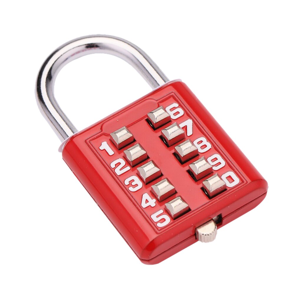 Candado de combinación de código de contraseña de 10 dígitos, candado de aleación de Zinc para equipaje, código de viaje, candado inteligente con llave, candado antirobo: 1pc-RD