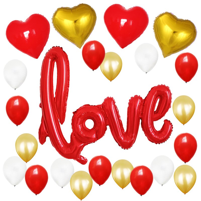 25/45 stk folie balloner sæt jeg elsker dig brev balloner jubilæum bryllup valentinsdag fødselsdagsfest dekoration foto rekvisitter indretning: 24 stk rød