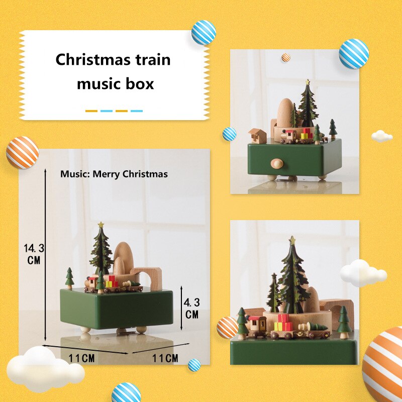 Wooden Music Box Musical Wooden Boxes Birthday Music Box Christmas Home Decoration Accessories: 18