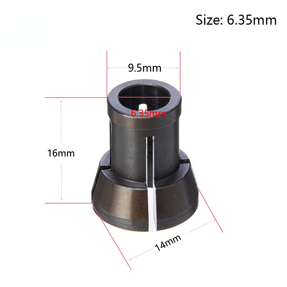 High Precision Adapter Router Collet 8mm 6.35mm 6mm Collet Chuck Engraving Trimming Machine Router Milling Cutter Accessories: 6.35mm