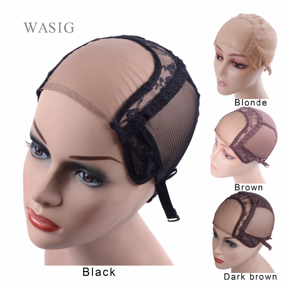 4*4" U Part Wig Caps With Lace Net For Making Wigs With Adjustable Straps Glueless Weaving Caps Mesh Wig Cap