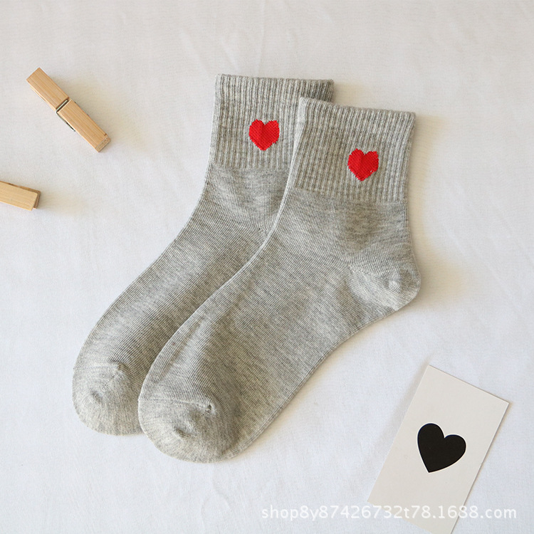 Women Socks Love Heart Cute Female Short Sock Kawaii Cotton Summer Autumn Girls Sock Meias Ankle Sox Calcetines Mujer Girls: black