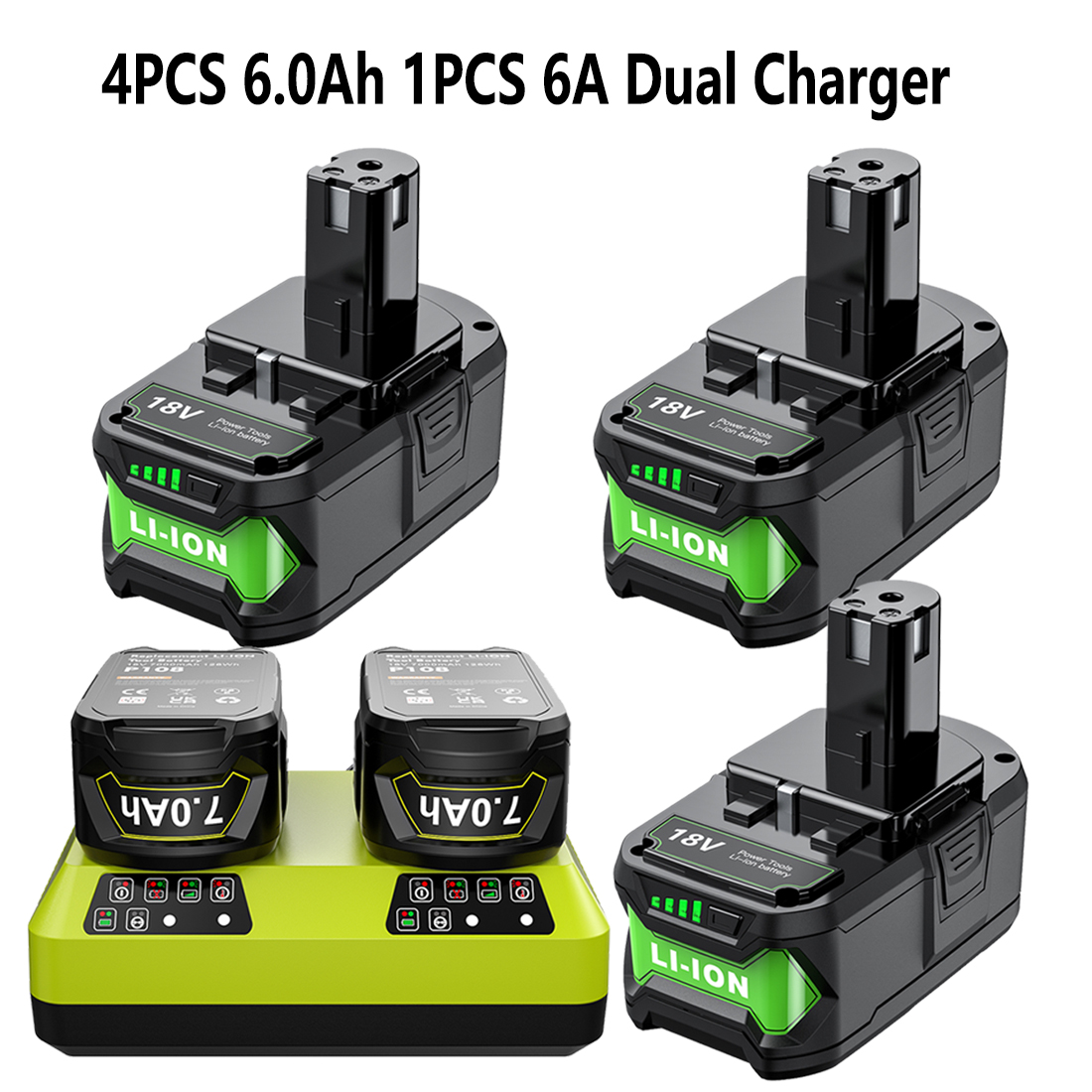 Voor Roybi P108 Batterij 6000mAh Met 6A Dual Charger Vervangende Batterij Voor Roybi 18V EEN Systeem P102 P103 P104 P105 P107 P109