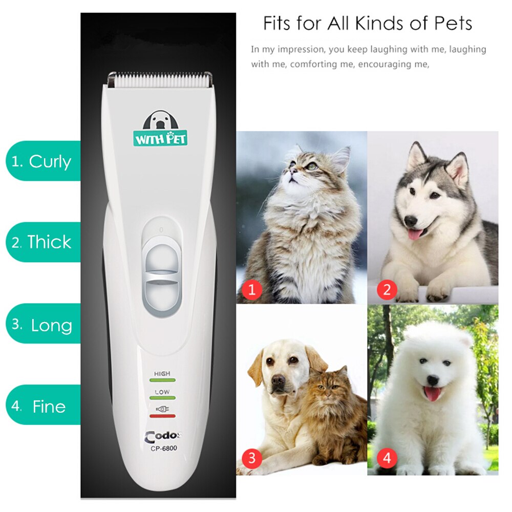 Professionele Codos CP6800 Huisdier Tondeuse Hond Haar Trimmer Voor Katten Honden Elektrische Haar Scheerapparaat Oplaadbare Dog Grooming Clipper