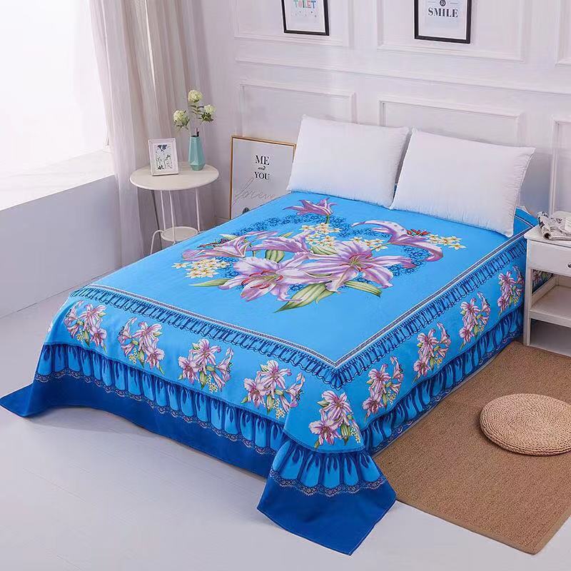 1pc fleur ponçage doux mariage drap de lit grande taille 245x245cm plat drap de lit épaissir double drap de lit pas de taie d'oreiller