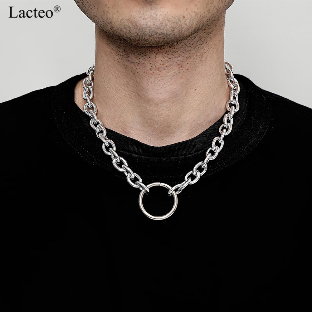Lacteo miami cubansk tyk chunky kæde choker halskæde street punk rund cirkel pemdant halskæde smykker til kvinder og mænd