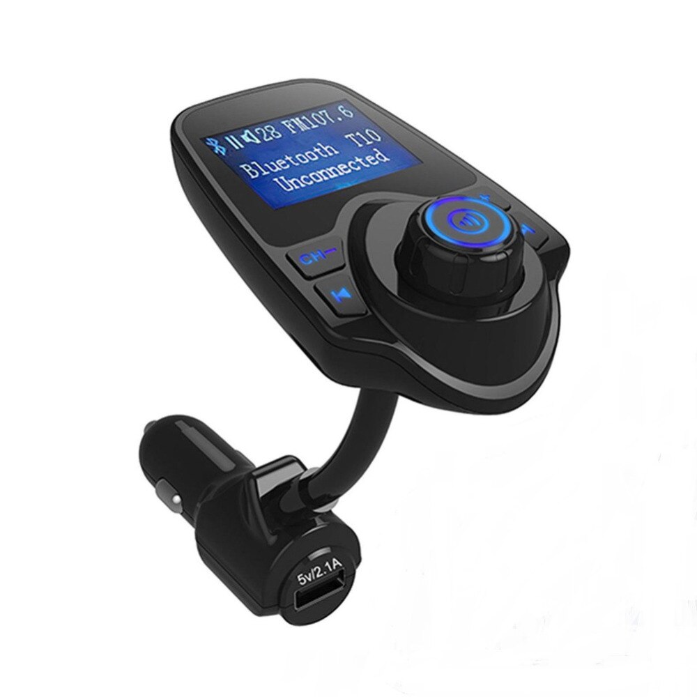 Pantalla LCD estéreo de coche a través de señal de radio FM Transmisor FM con Bluetooth cargador de coche para llamada manos libres micrófono incorporado