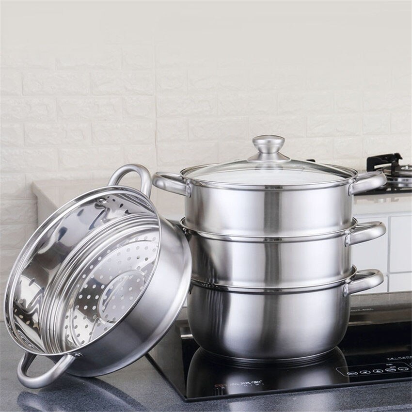 Household Three-layer Steamer 28cm 201 Stainless Steel Steamer MT-zg ...