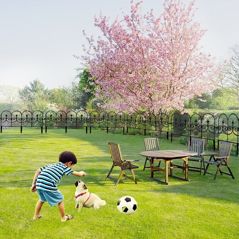 5pcs Decorative Garden Fence Outdoor Fencing Landscape Patio Path Border Edging Fences Edge Section Panels 24 x 13 Inches