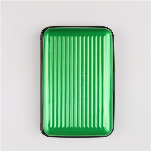 Tarjetero de aluminio para hombre, estuche rígido con bloqueo, billetera sólida para tarjetas de crédito, escaneo Anti-RFID, protege el tarjetero, 1 ud.: Verde