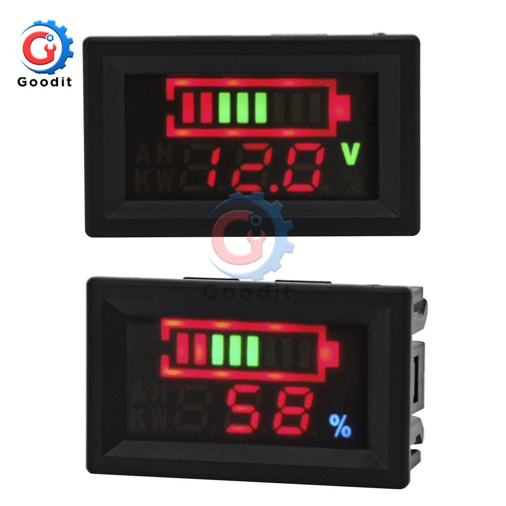 12V Car Lead Acid Battery Charge Level Indicator Battery Tester Lithium Battery Capacity Meter LED Tester Voltmeter Dual Display