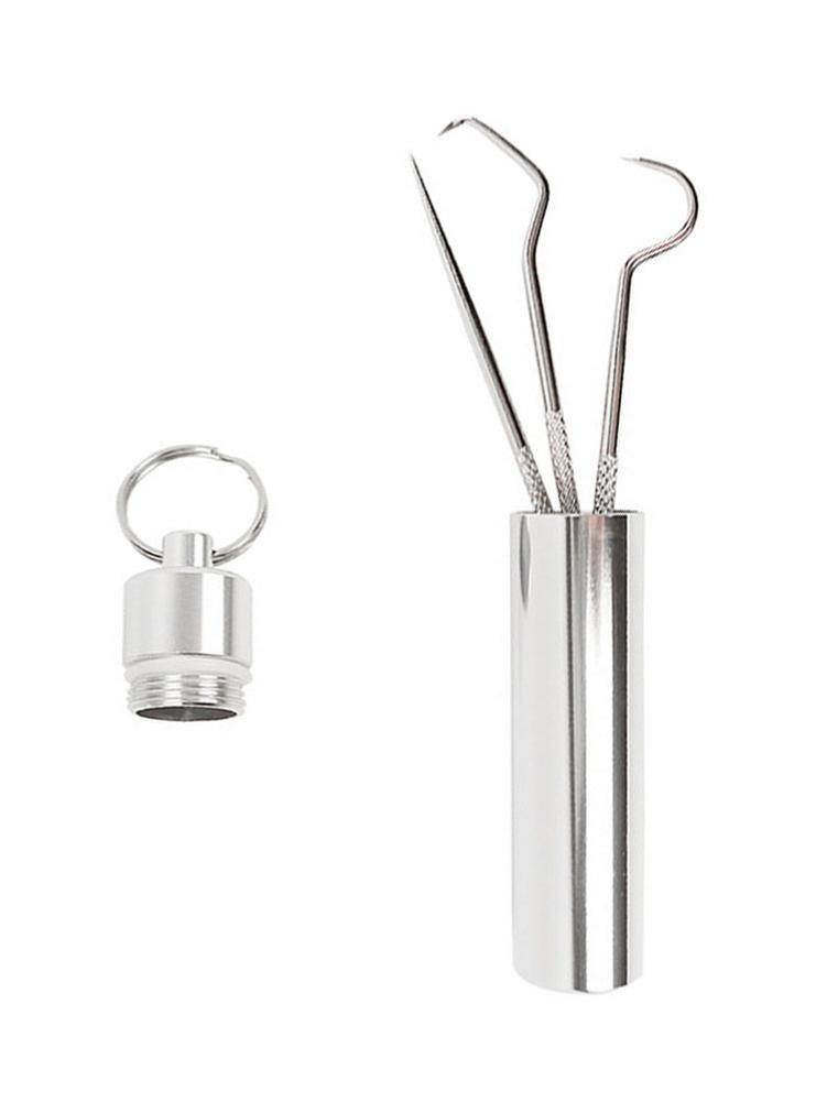 Portable Stainless Steel Toothpick Set Metal Flossing Tools With Portable Toothpick Holder Outdoor Household Travel Seal Storage
