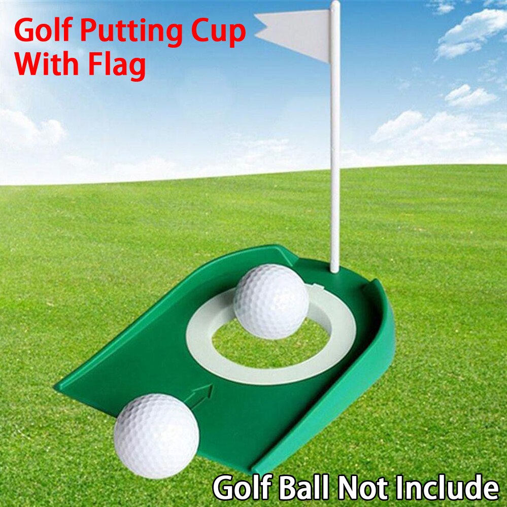1pc Indoor Golf Putting Cup with Hole Flag Ball Training Putter Practice Aids Rubber Putting Cup 4 1/4" Green