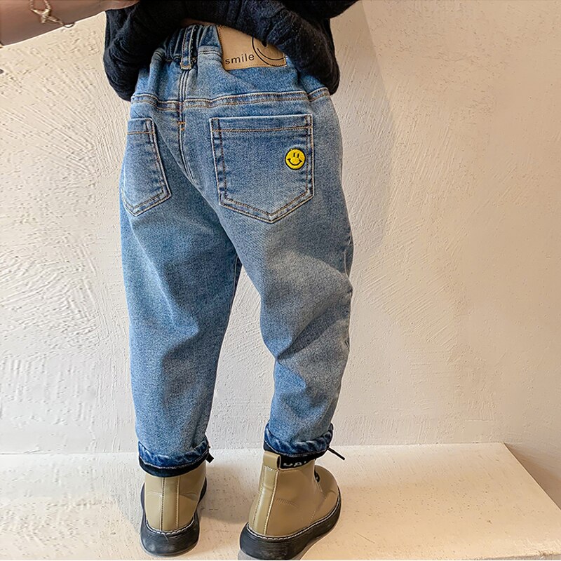 Rolanko Baggy Cargo Jeans voor kinderen, skaterjeans met elastische tailleband en meerdere zakken, denim, vintage, bootleg, streetwear voor kinderen, Denim blauw, 8-9 Jaren