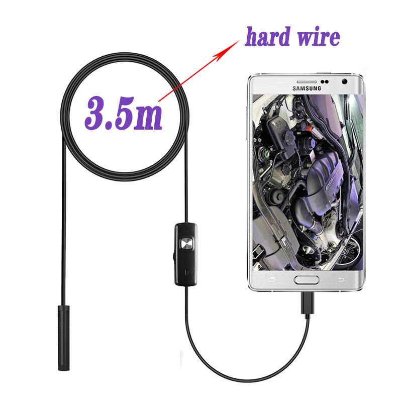 7mm Endoskop Kamera Flexible IP67 Wasserdichte Micro USB Inspektion Endoskop Kamera für Android PC Notebook 6LEDs Einstellbare: 3.5m hard wire