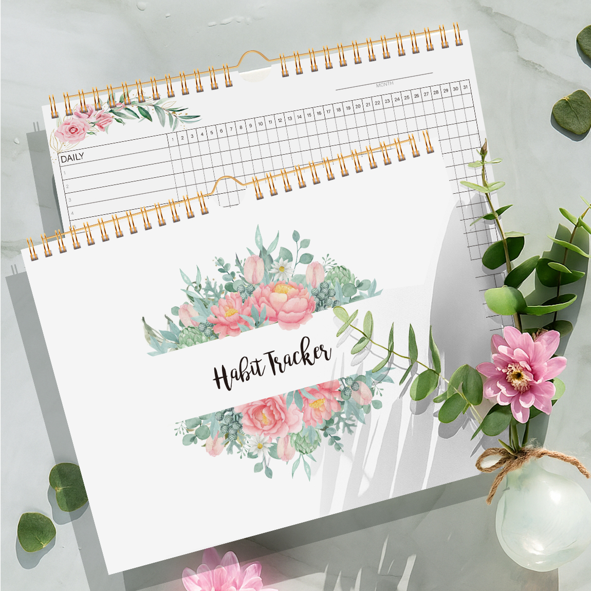 1pc Habit Tracker Calendar To Do List Planner Spiral Bound Daily Weekly And Monthly Habit Tracker Journal And Goal Board12 Pages: Pink