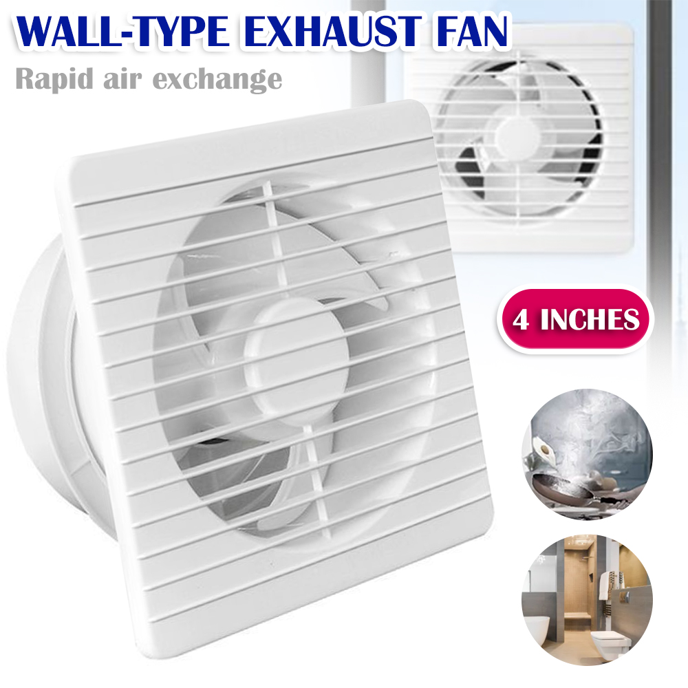 220V 4" Electric Exhaust Fan Wall Mounted Vent Fan Silence Ventilating Strong Exhaust Extractor Fan for Bathroom Toilet Kitchen