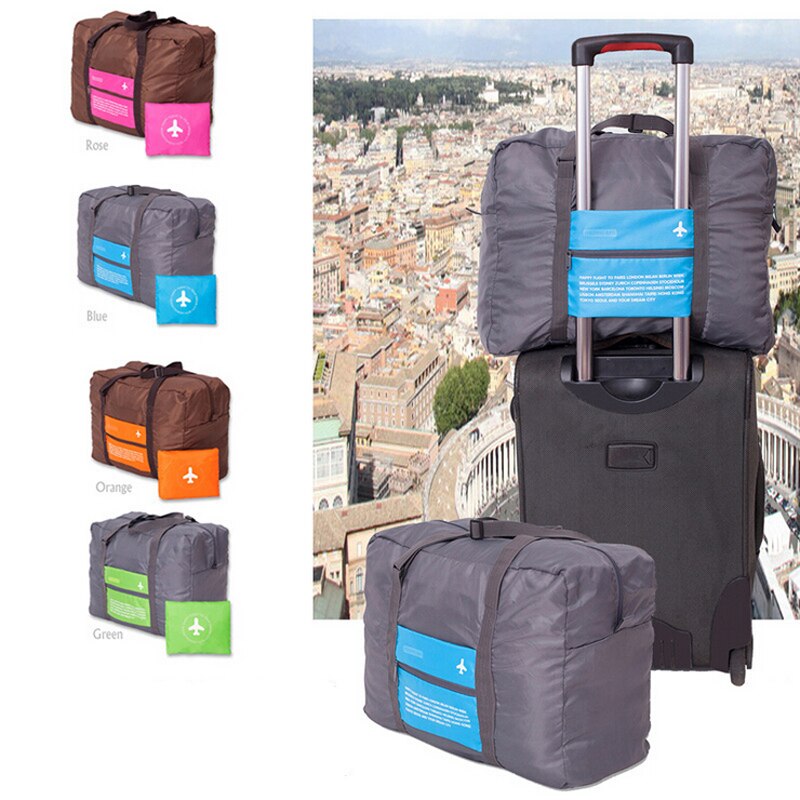 Bolsa de viaje de gran capacidad para hombre y mujer, bolso plegable de nailon resistente al agua, a la , para equipaje,