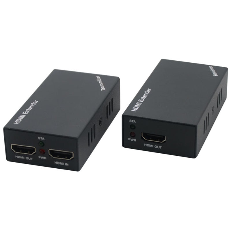 Adaptador RJ45 1080P LAN conversión extensión de hogar HDMI extensor negro amplificador de señal 60M receptor de Metal enchufe de EE. UU.