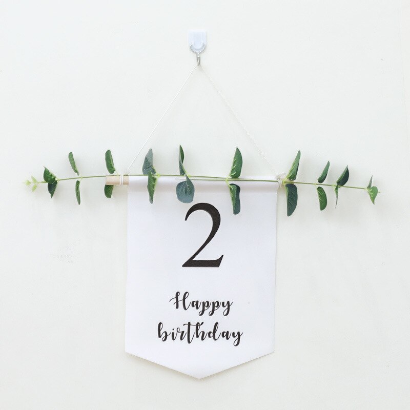 Banderole blanche pour anniversaire de 1 à 9 ans, guirlande de banderole, décoration pour premier anniversaire, fête prénatale, cent jours: 2th Banner