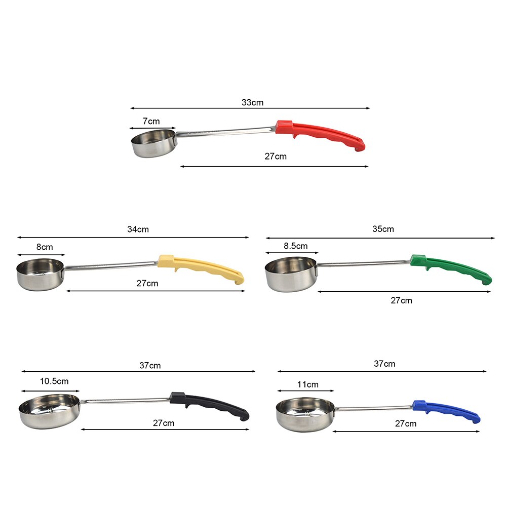 Pizza Spread Sauce Ladle Rubber Handle Flat Bottom Kitchen Cooking Spoon with Long Rubber Handle Kitchen Cooking Utensils