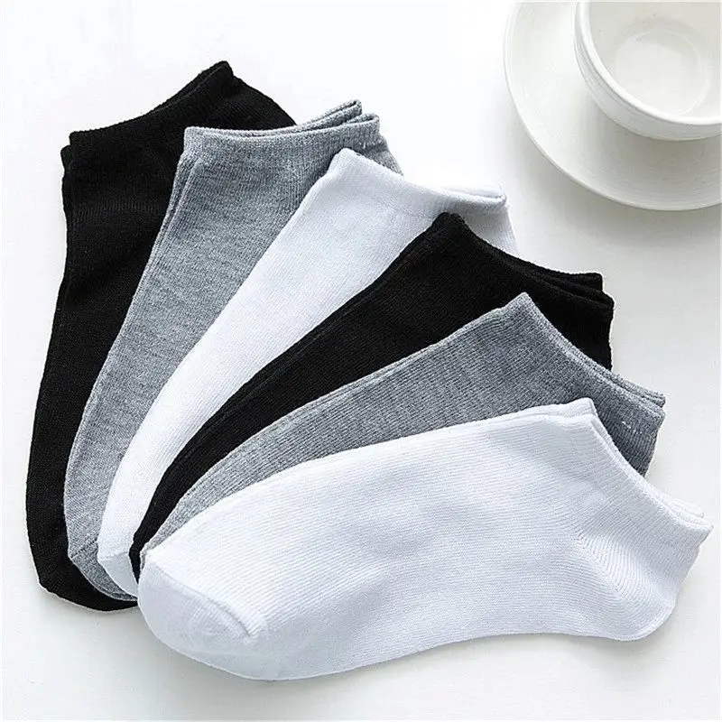 Calcetines de corte bajo para hombre, medias transpirables de color blanco y negro, antideslizantes, informales, deportivas, de negocios, 2 a 10 pares