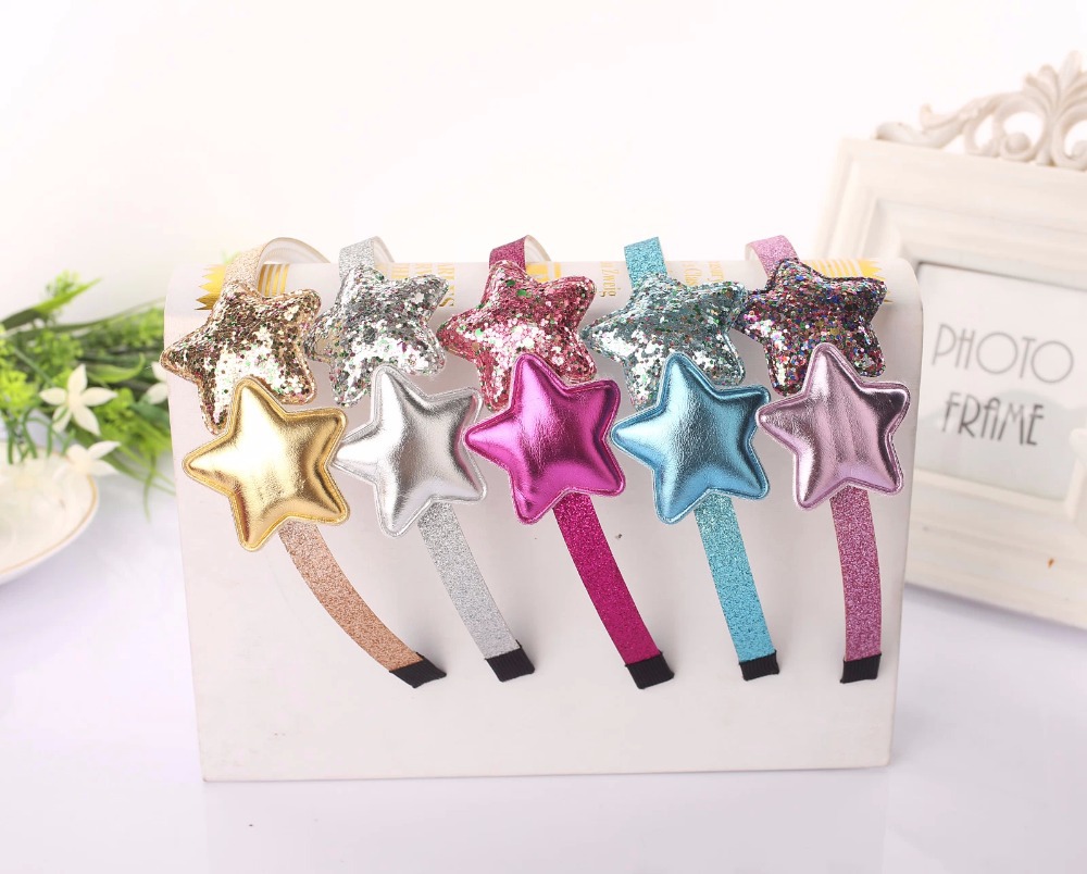 Glitter stjerne baby pige pandebånd koreanske hår hovedbånd ornament tilbehør til piger kid børn hår ornamenter hoop hårbånd