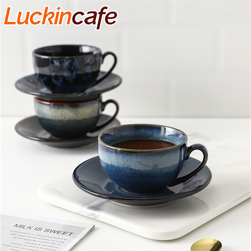 250ML fine bone china Coffee Cup and Saucer funny Japanese-style Coffee Mug Cafe Espresso Cup Ceramic Tea Cup
