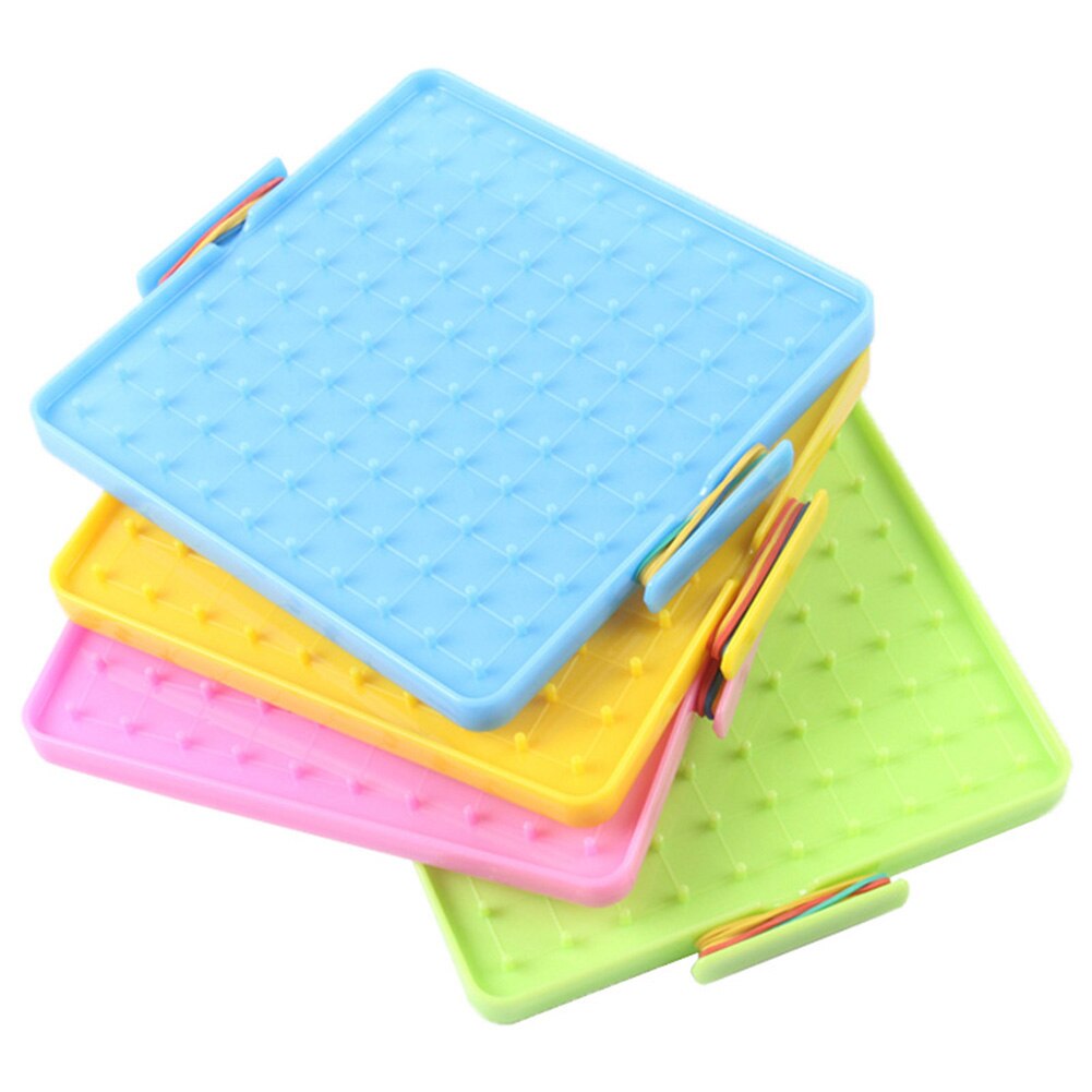 16x16cm Double Sided Geoboard Nails Peg Board Elastic Bands Kids Teaching Aids
