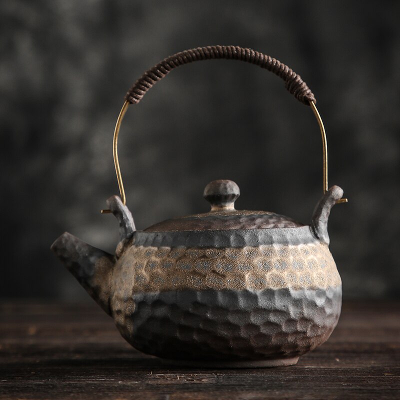 Stoneware Candle Tea Boiling Tea Warmer Handmade Retro Tea Brewing Warm Tea Stove Heating Teapot Thermal Insulation Base: Army Green