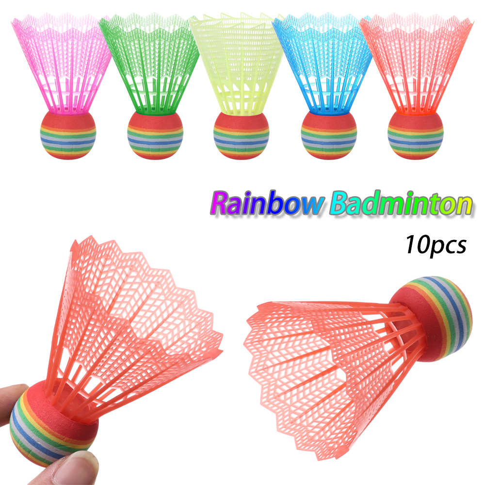 10 stk regnbue bold hoved eva badminton fjerbolde bolde højhastigheds badminton bolde indendørs udendørs badminton sports tilbehør