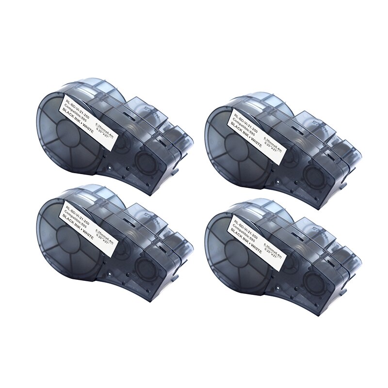 for M21-250-595 6.35mm Width Label Tape Black On White Compatible for BMP21 Plus ID Pal and LABPAL Label Printers: 5PCS white