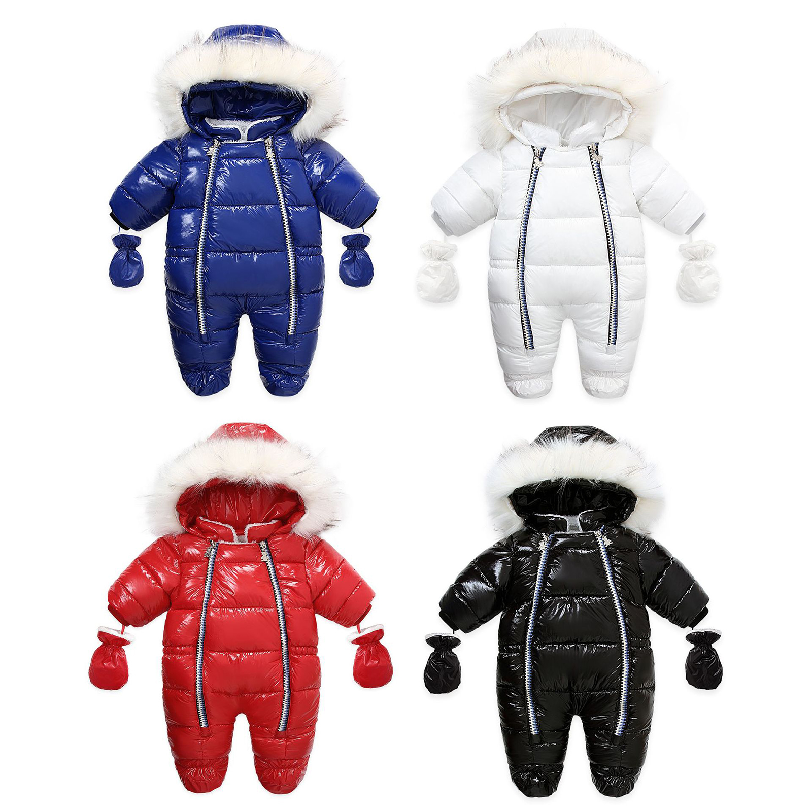 Ma &amp; Baby 6-24M Winter Baby Boy Girl Clothes Pu Leather Snow Wear manica lunga tuta calda pagliaccetto DD43