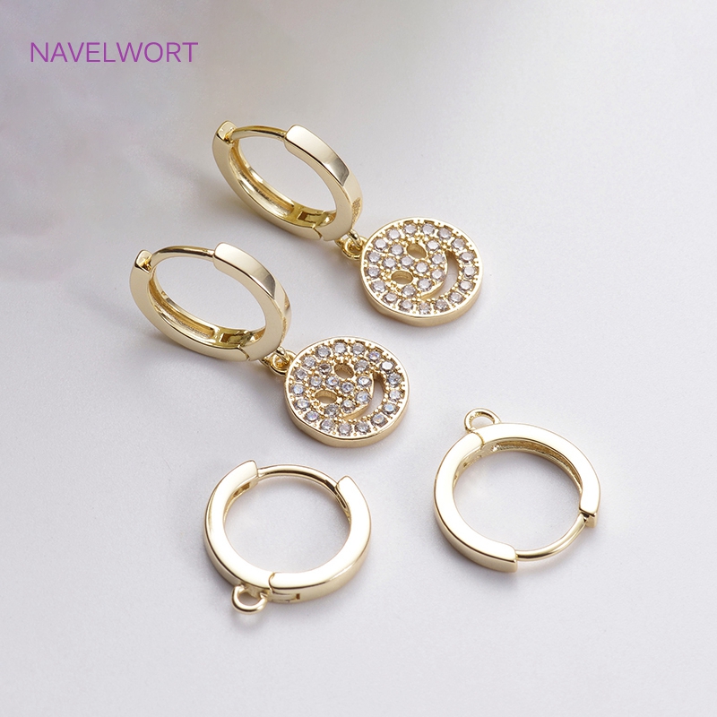 Ganchos para pendientes chapados en oro de 14 quilates, pendientes redondos de aro para suministros de joyería, sujetadores para pendientes, accesorios para pendientes DIY