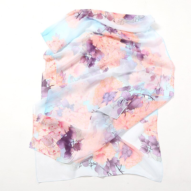 Beach flower print Georgette chiffon scarf silk square hijab cool shawl ladies foulard femme Scarves hair bufanda mujer