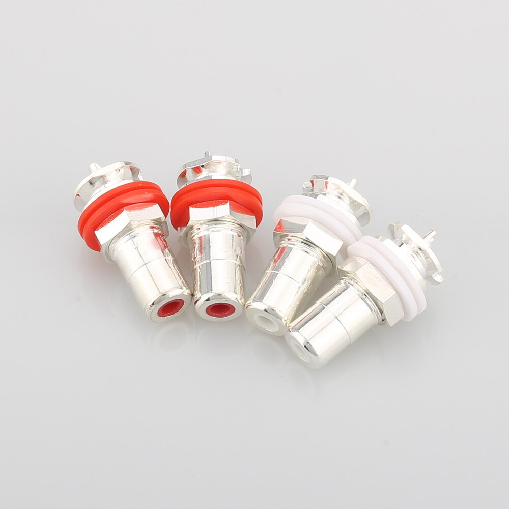 8Pcs Silver Plated RCA Phono Chassis Panel Mount Female Socket Adapter