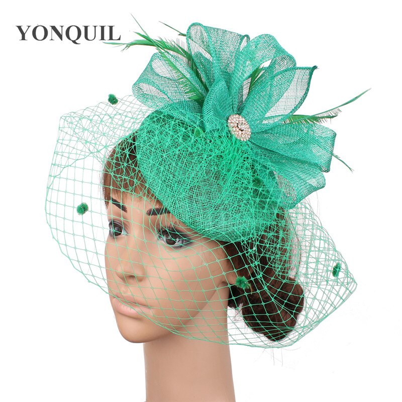 Sinamay Chic cheveux maille accessoires de mariage Fascinator mariée voiles chapeau bandeau femmes dames Occasion casque Net points