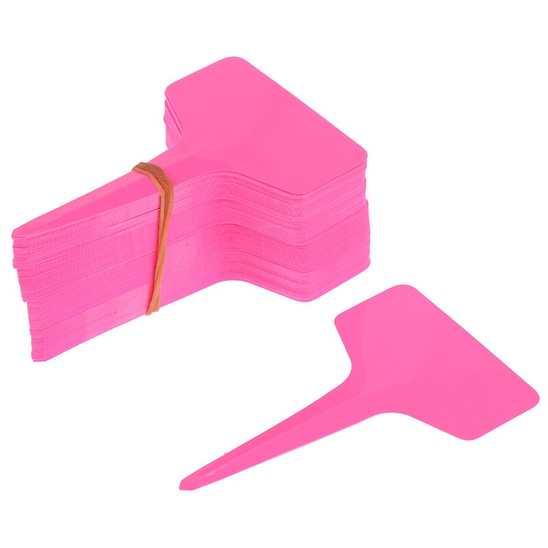 Etiquetas de plantas tipo T para guardería, de plástico, marcadores, herramienta, 100 Uds.: pink