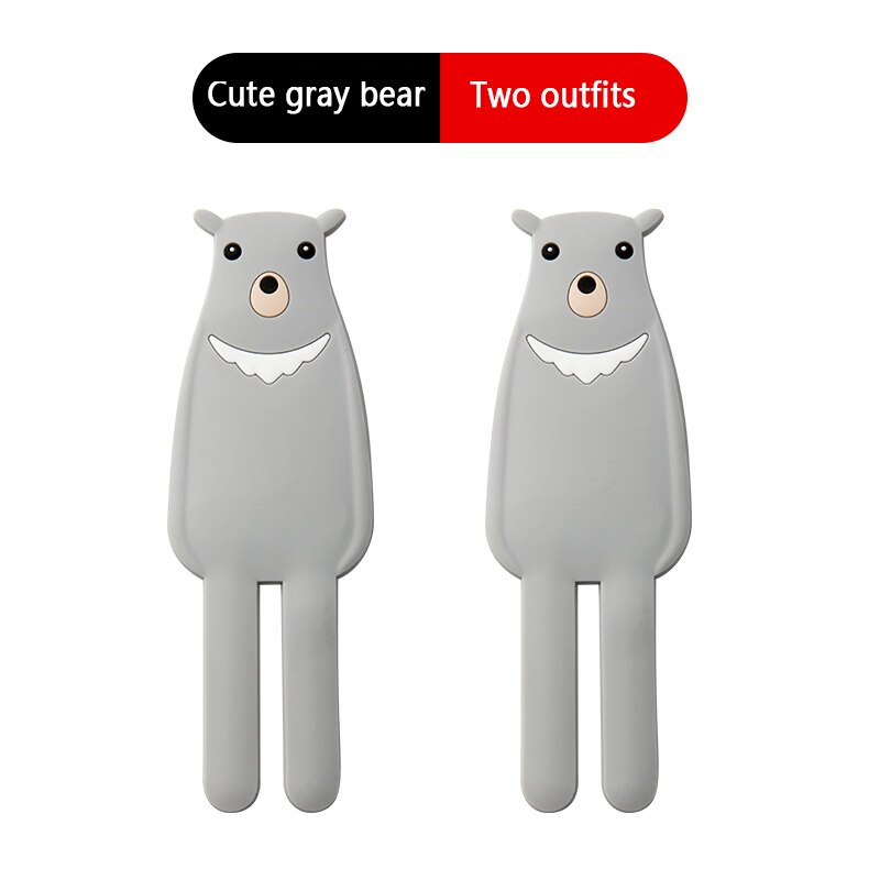 2 stuks haaksleutel wandhaak butler decoratie op keukenmuur sleutelhanger muur naadloze spijkervrije geperforeerde hanger keuken sticker haak: Schattige grizzly