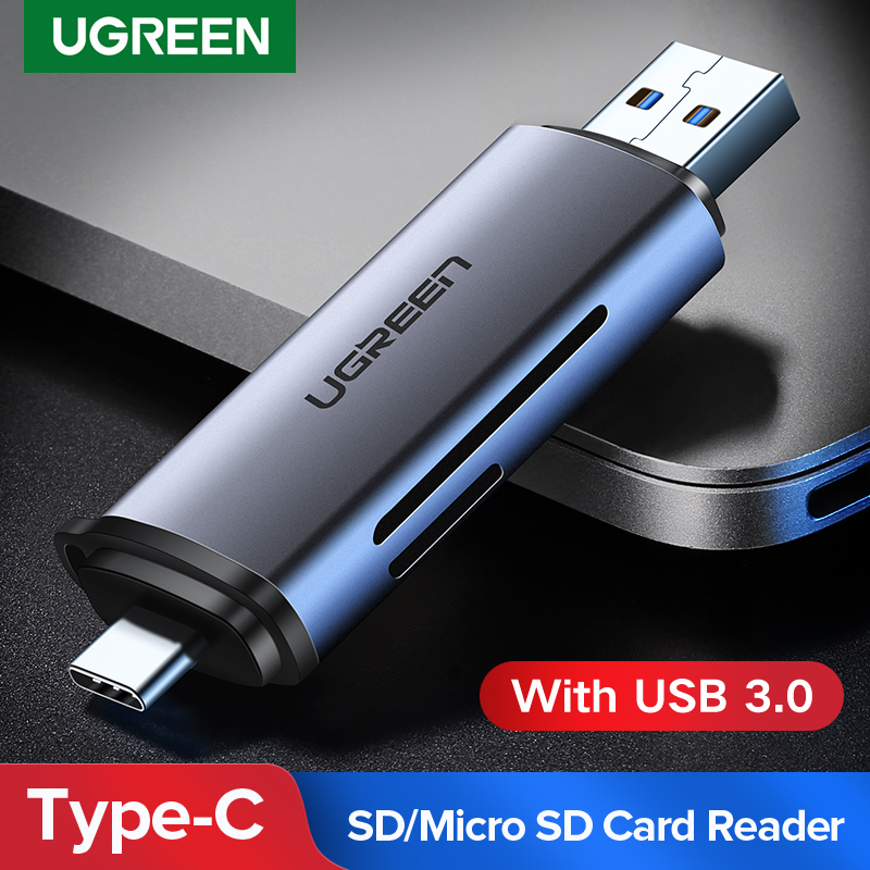 Ugreen-lector de tarjetas USB 3,0 tipo C a SD, Micro SD, TF, accesorios para PC y portátil, adaptador de tarjeta SD de memoria inteligente
