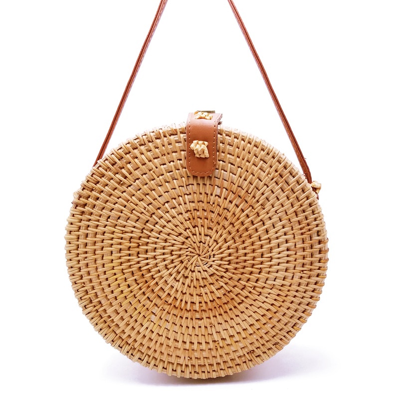 2020 rotonda Borse di Paglia Delle Donne di Estate Rattan Handmade Sacchetto Tessuto Spiaggia Cross Body Bag Cerchio Della Borsa Della Boemia Bali prezzo Più Basso l31