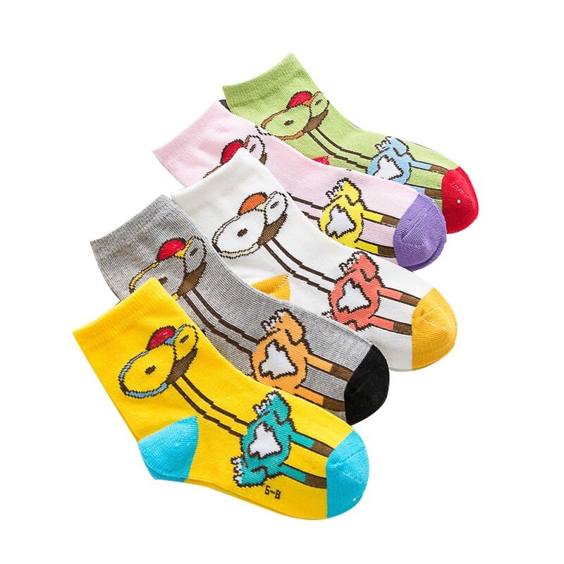 5 Pairs Children Socks Autumn&Winter Cotton Cartoon Ostrich Boys Socks 2-12 Year Kids Socks For Girls: 5 to 7 year