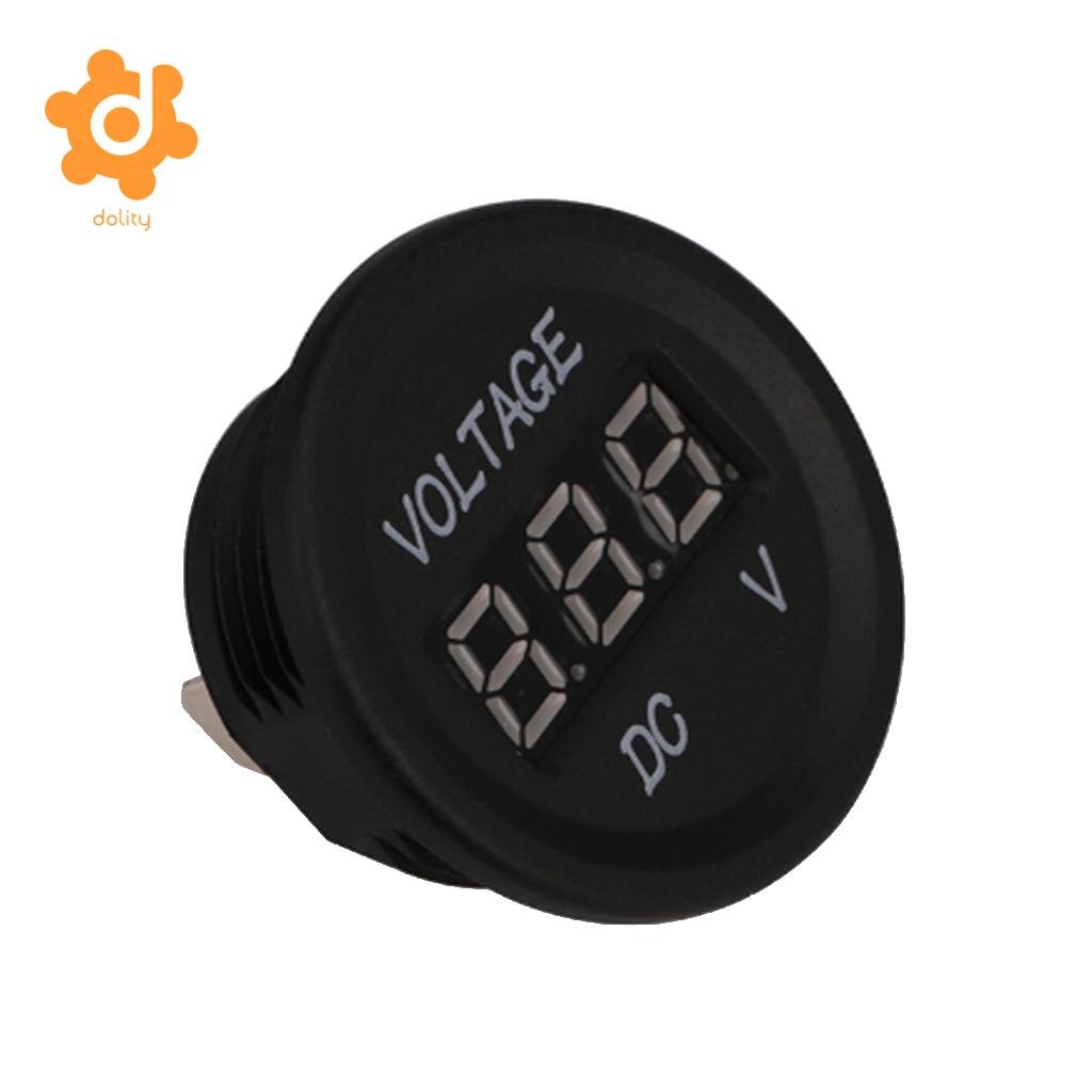 Dc 12 V-24 V Auto Motorfiets Ronde Digitale Panel Voltmeter Volt Meter Groene Led