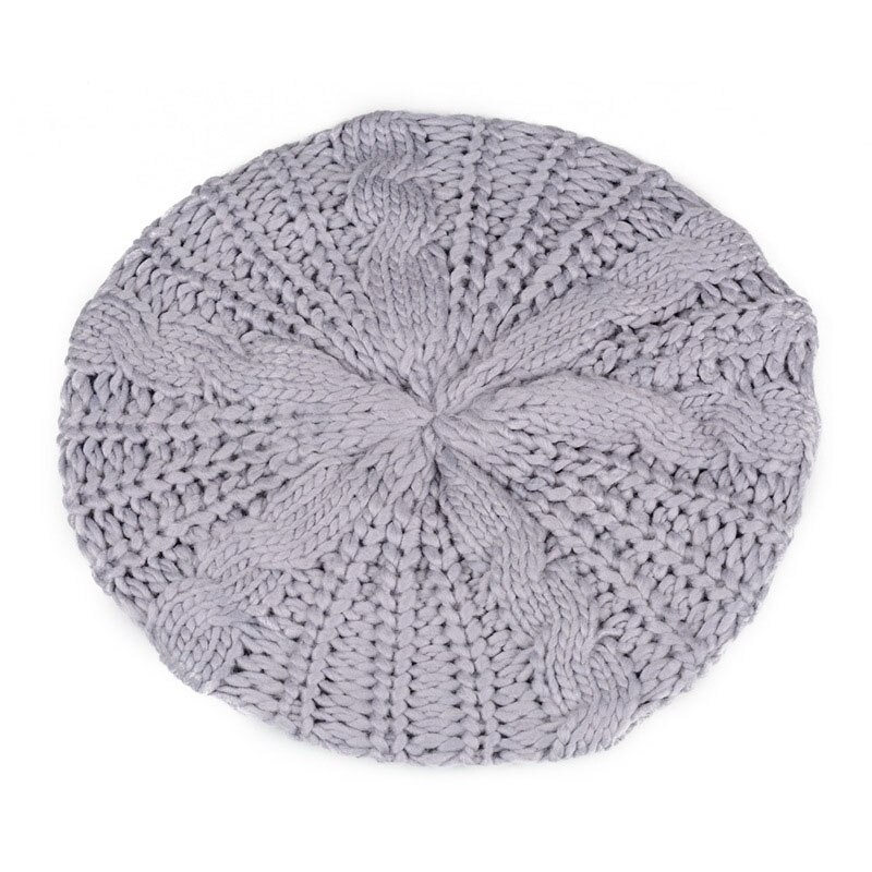 Classic Wool Hat Twisted Ball Beret Caps Big Bud Casual Caps Soild Color Trend Ladies Cap Winter Warm Knitted Hat: light grey