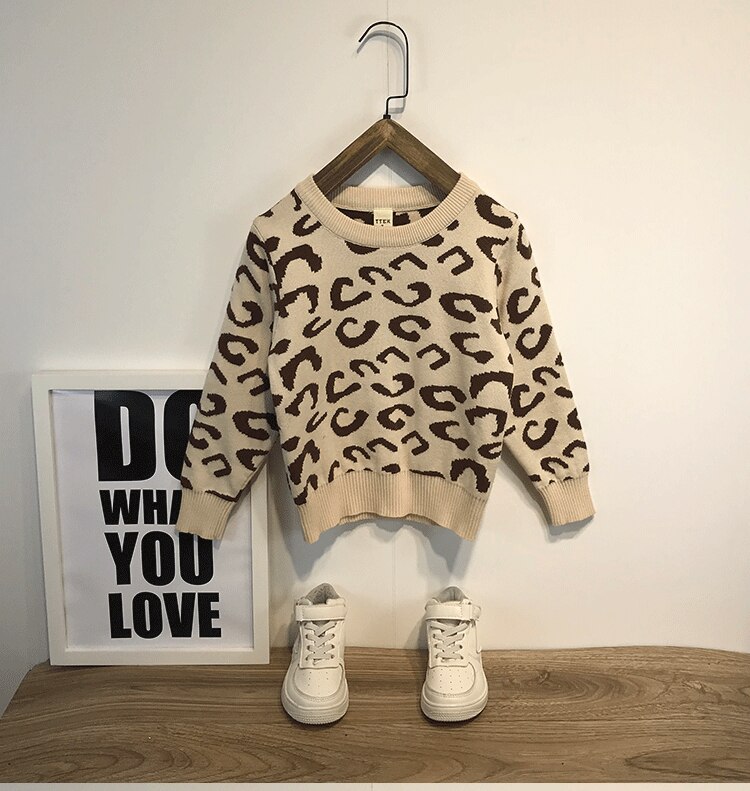 Pull motif léopard pour enfants, pour garçons et filles de 2, 3, 4, 5, 6, 7, 8 ans