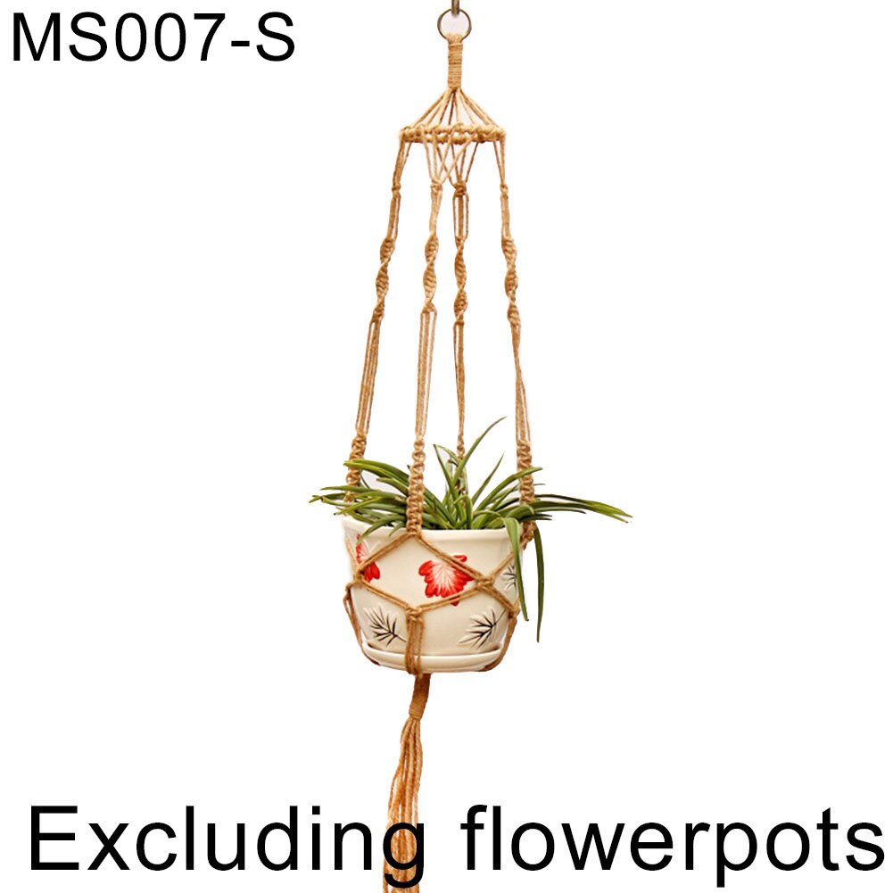 Linen Rope Hanging Baskets Flowers Plants Pot Hanger Net Hanging Basket Holder Net Flowerpot Wall Decor Home Garden Decoration: MS007